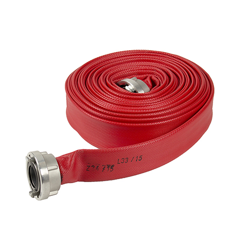 SG00541 Dräger Standard Fire Hose The lay-flat 500 Synthetic hose has a smooth outside PU coated making it more resistant to oils and chemicals and abrasion resistant than uncoated fire hoses. This hose is widely used in marine and offshore.